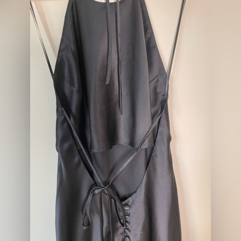 NEW Reformation Jeany Silk Long Dress Backless Formal Wedding Black | Size XS - Picture 9 of 10